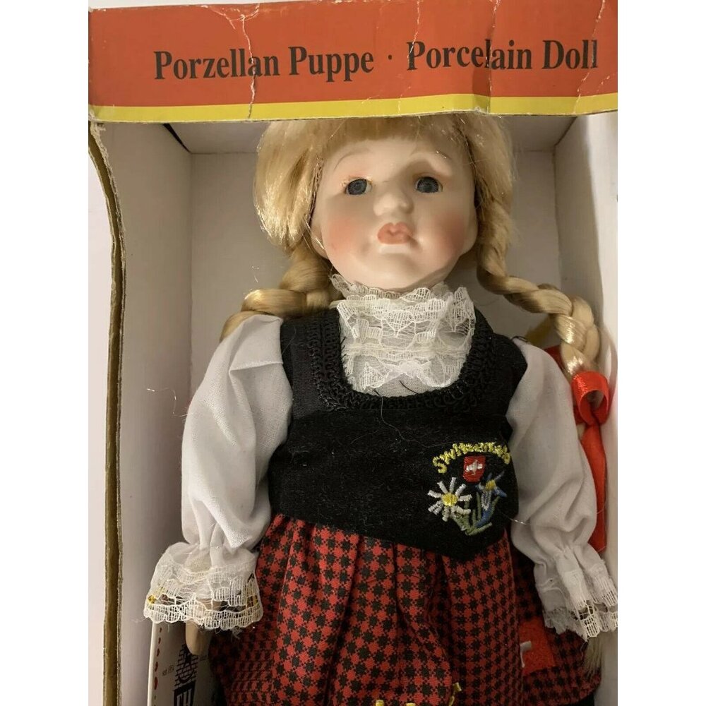 Edeltraut Hofman Heidi Switzerland Handmade‎ Porcelain Doll Vintage Nwt